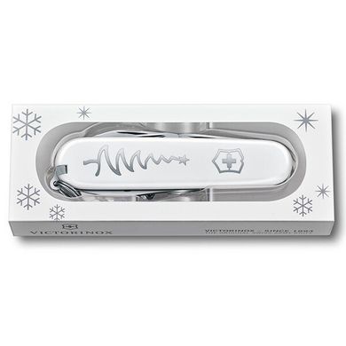 Нож швейцарский Victorinox Sportsman White Christmas 0.3804.77, белый