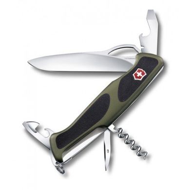 Нож швейцарский Victorinox RangerGrip 61 0.9553.MC4 черно-зелений, 130мм, 11 функцій, Черно-зеленый