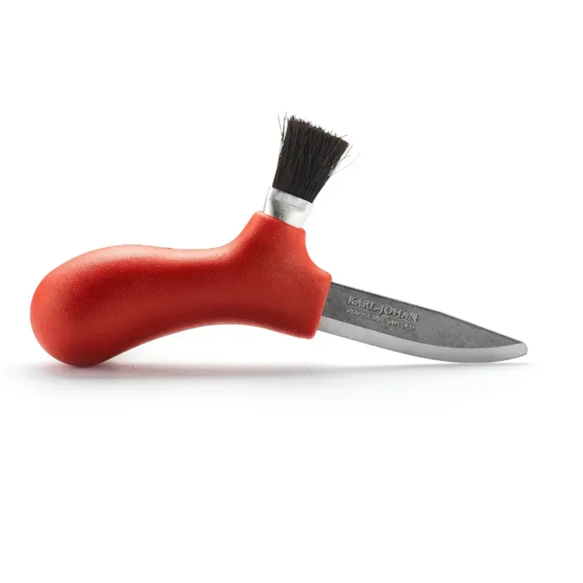 Ніж для грибів Morakniv Karl-Johan Mushroom Red 12206, нержавіюча сталь, зі щіткою для очищення