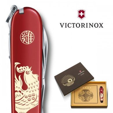 Нож швейцарский Victorinox Huntsman Year of the Rooster 1.3714.E6 красный с рисунком, 91мм, 15 функций, Красный