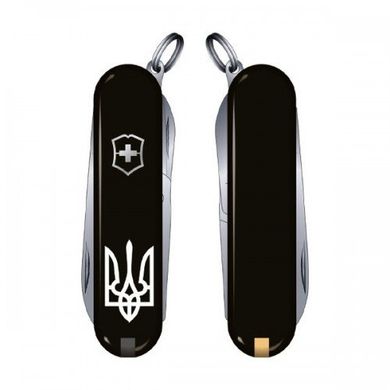 Нож швейцарский Victorinox Classic SD Ukraine 0.6223.3R1 черный, 58мм, 7 функций, Черный