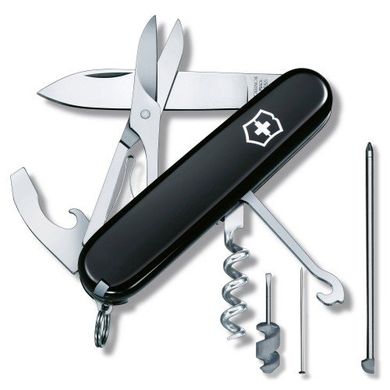 Нож швейцарский Victorinox Compact 1.3405.3 черный, 91мм, 15 функций, Черный