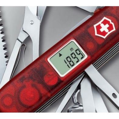 Нож швейцарский Victorinox LITE 1.7905.AVT красный с фонариком и часами, 91мм, 27 функций, Красный