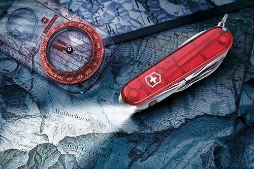 Нож швейцарский Victorinox LITE 1.7905.AVT красный с фонариком и часами, 91мм, 27 функций, Красный