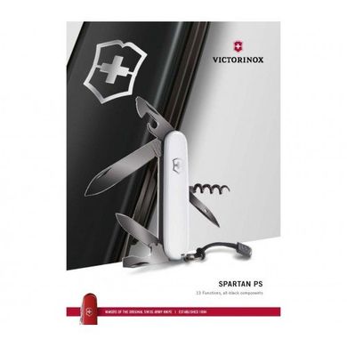 Ніж швейцарський Victorinox Spartan PS 1.3603.3P чорний, 91мм, 12 функцій, Черный