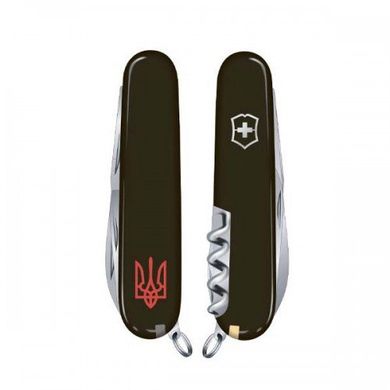Нож швейцарский Victorinox Spartan Ukraine 1.3603.3R1R черный с тризубцем, 91мм, 12 функций, Черный