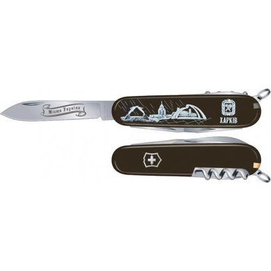 Нож швейцарский Victorinox Spartan City 3D 1.3603.3R33 черный с рисунком Днепр, 91мм, 12 функций, Черный