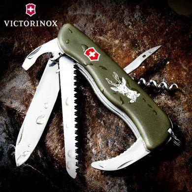Нож швейцарский Victorinox Hunter 0.8873.4 оливковый, 111мм, 12 функций, Оливковый