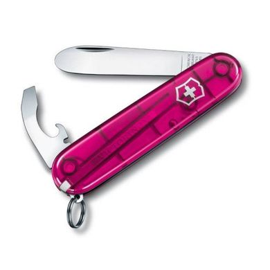 Нож швейцарский Victorinox My First 0.2363.T5, 84мм, 8 функций, розовый + цепочка + шнур, Розовый