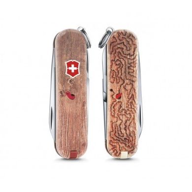 Нож швейцарский Victorinox Classic LE Woodworm 0.6223.L1706 дерево, 58мм, 7 функций, Коричневый