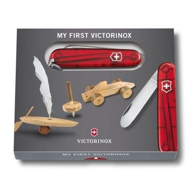 Нож швейцарский Victorinox My First 0.2373.T, 84мм, 9 функций, красный + цепочка + шнур, Красный
